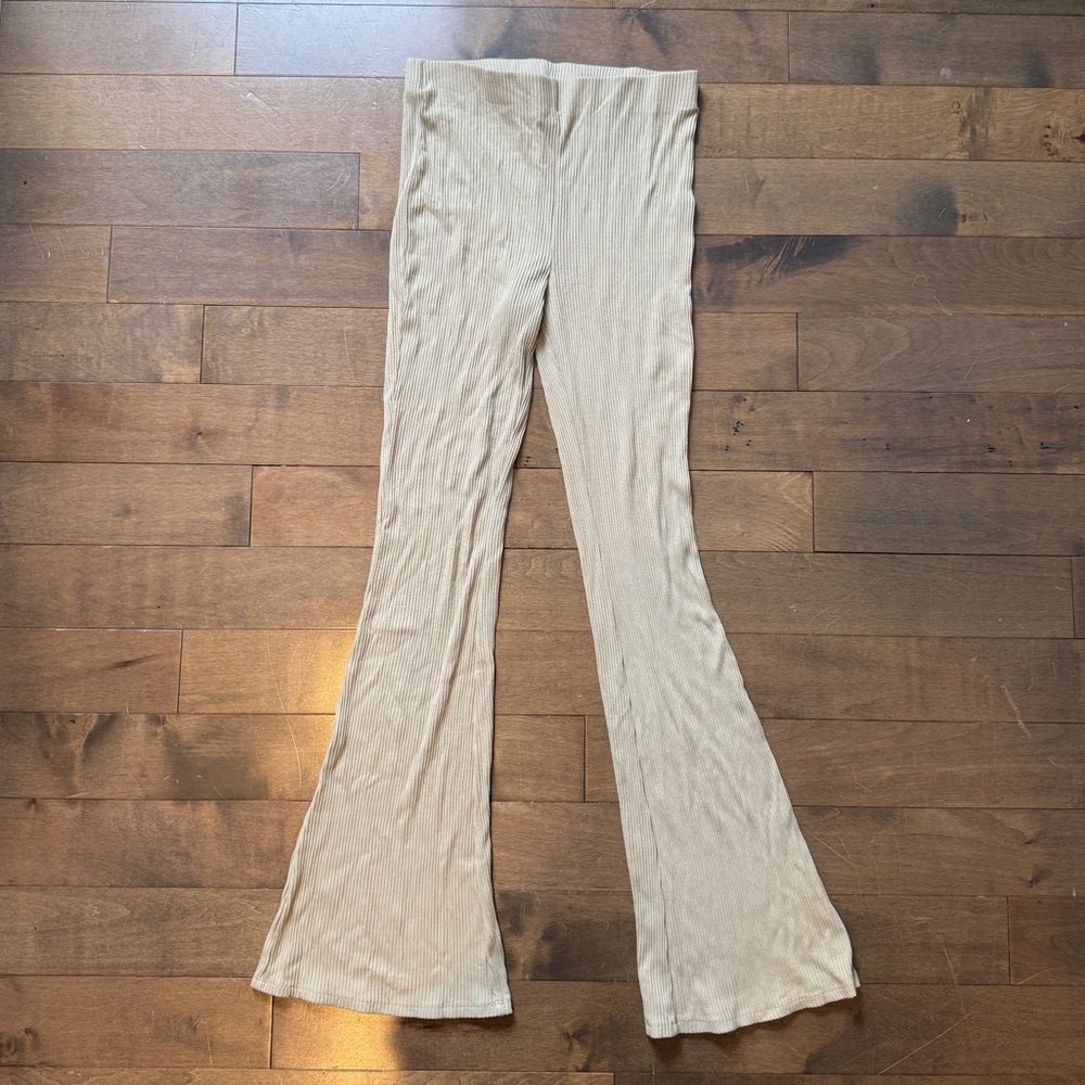 H&M Cream/ Light Green Flare Pants